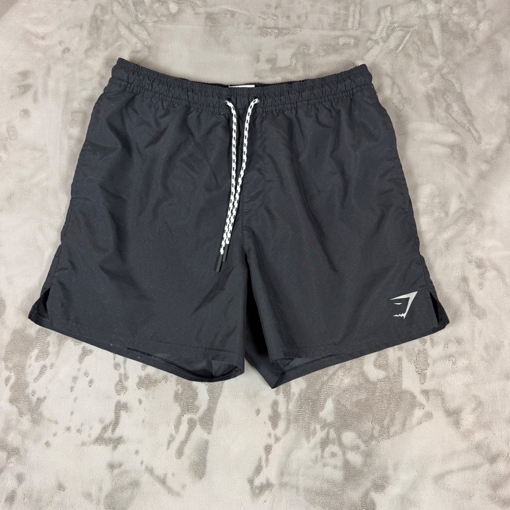 Gymshark Mens Swim Shorts Black Drawstring Mesh Lined Athletic Trunks Small